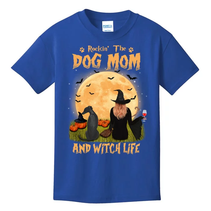 Rocking The Dog Mom And Witch Life Whippet Halloween Gift Kids T-Shirt