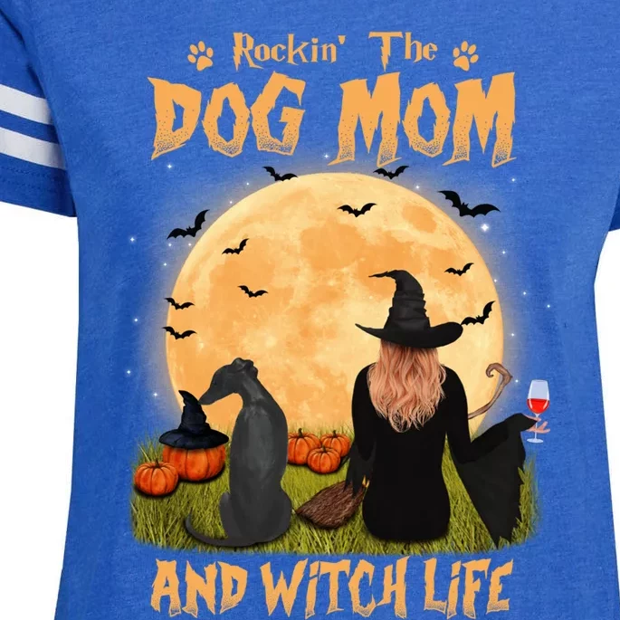 Rocking The Dog Mom And Witch Life Whippet Halloween Gift Enza Ladies Jersey Football T-Shirt