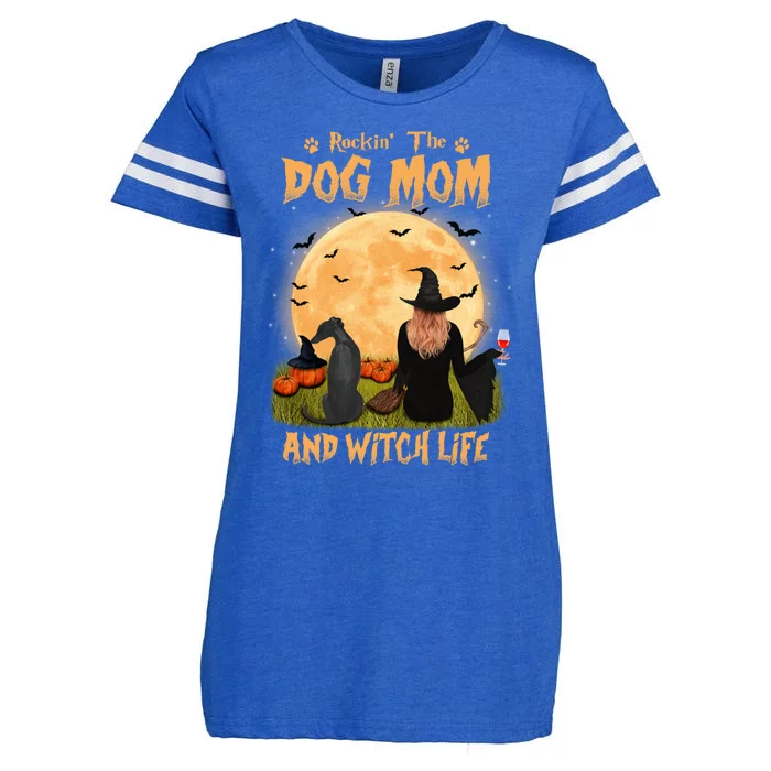 Rocking The Dog Mom And Witch Life Whippet Halloween Gift Enza Ladies Jersey Football T-Shirt