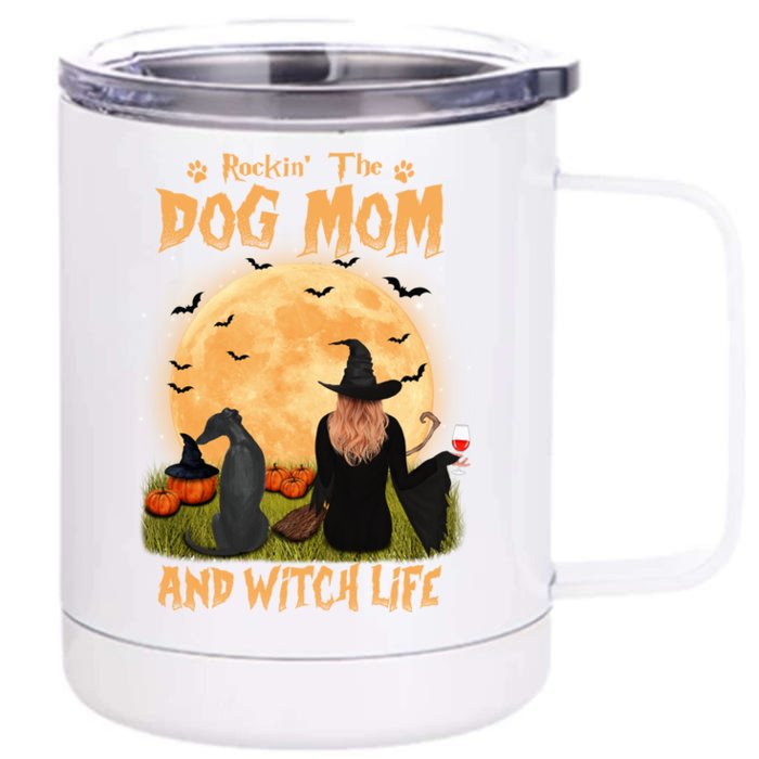 Rocking The Dog Mom And Witch Life Whippet Halloween Gift Front & Back 12oz Stainless Steel Tumbler Cup