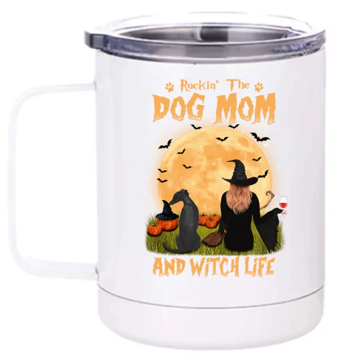 Rocking The Dog Mom And Witch Life Whippet Halloween Gift Front & Back 12oz Stainless Steel Tumbler Cup