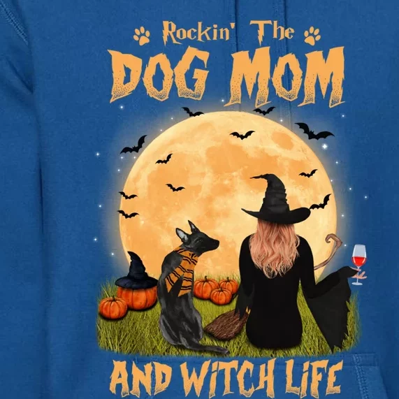 Rocking The Dog Mom Witch Life Belgian Malinois Halloween Gift Premium Hoodie