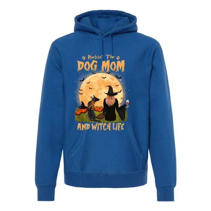 Rocking The Dog Mom Witch Life Belgian Malinois Halloween Gift Premium Hoodie