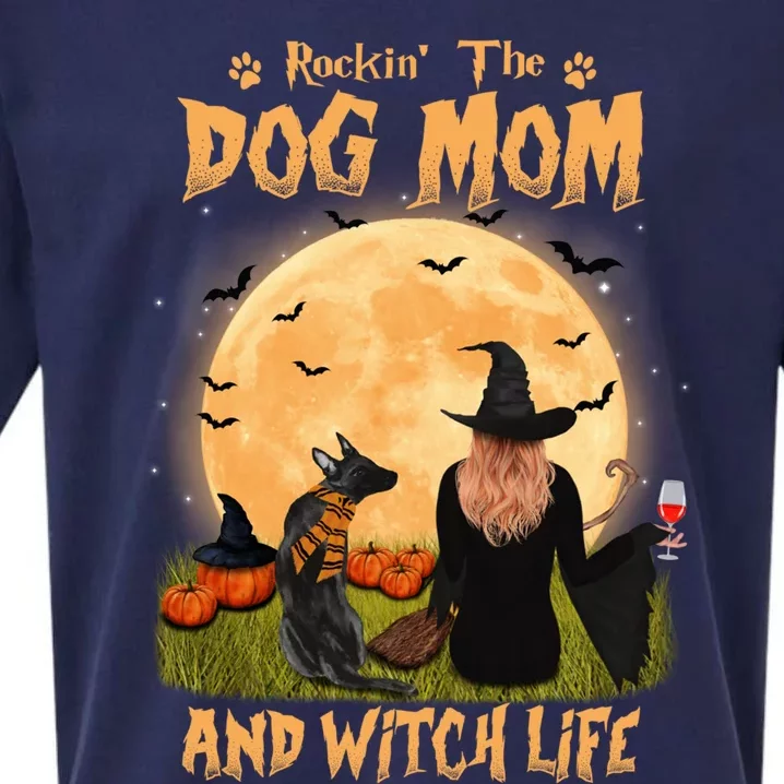 Rocking The Dog Mom Witch Life Belgian Malinois Halloween Gift Sueded Cloud Jersey T-Shirt