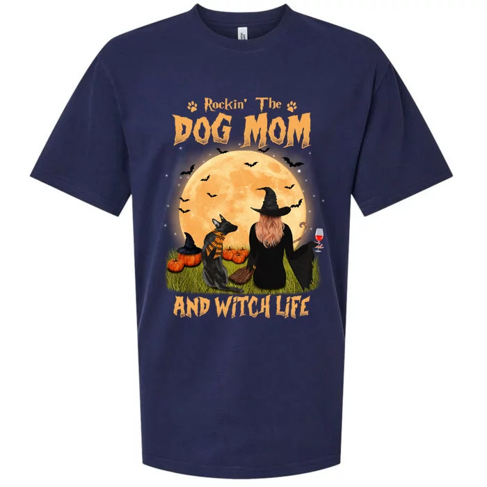 Rocking The Dog Mom Witch Life Belgian Malinois Halloween Gift Sueded Cloud Jersey T-Shirt