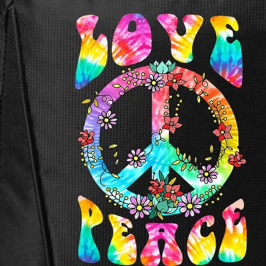 Retro Tie Dye Hippie Costume with Peace Sign and Love City Backpack