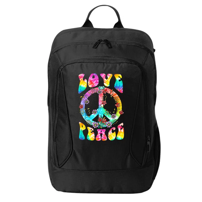 Retro Tie Dye Hippie Costume with Peace Sign and Love City Backpack