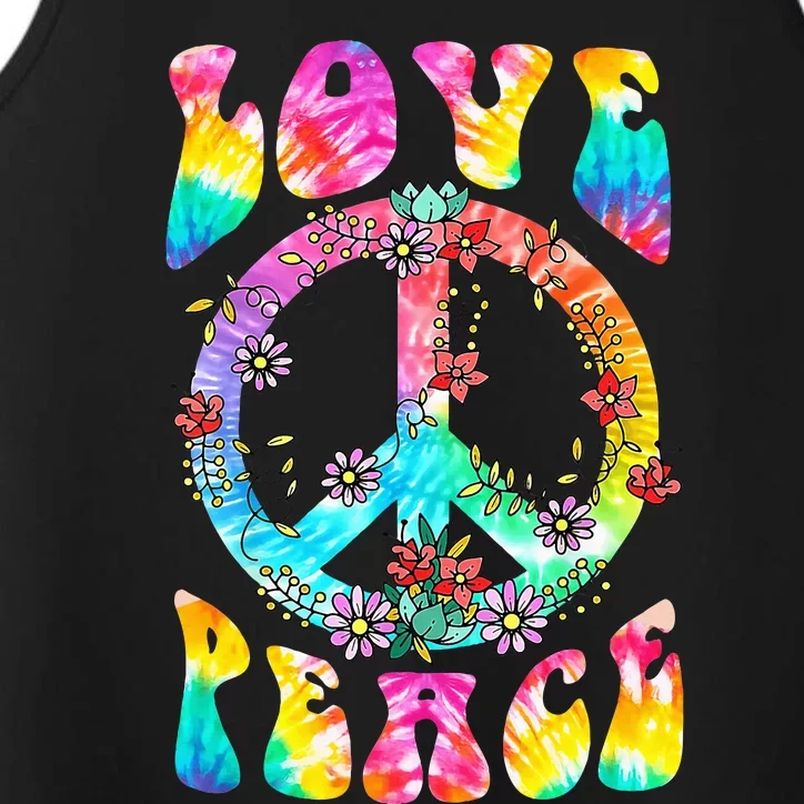 Retro Tie Dye Hippie Costume with Peace Sign and Love Performance Tank