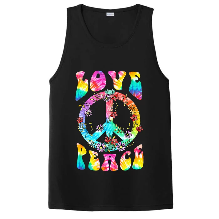 Retro Tie Dye Hippie Costume with Peace Sign and Love Performance Tank