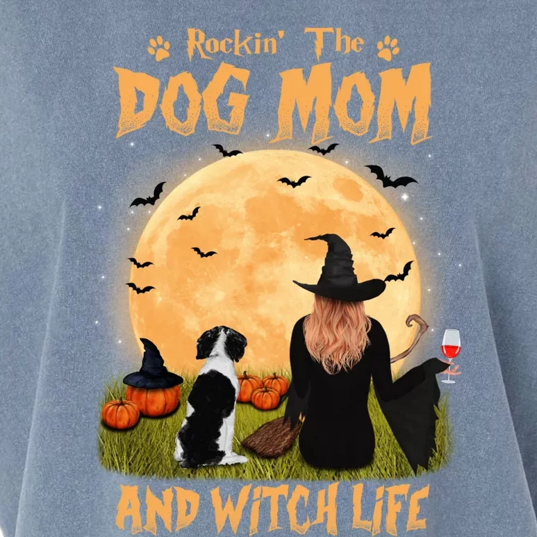 Rocking The Dog Mom Witch Life Brittany Spaniel Halloween Gift Garment-Dyed Women's Muscle Tee