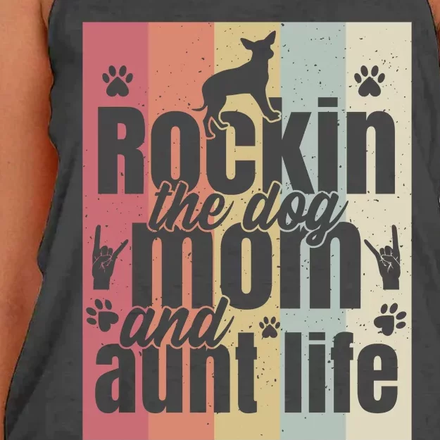 Rockin The Dog Mom And Aunt Life Women's Knotted Racerback Tank