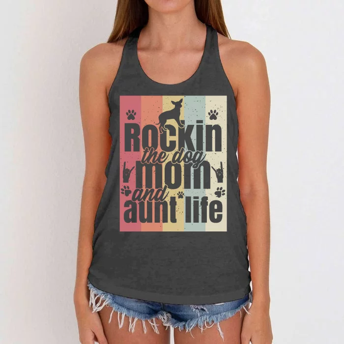 Rockin The Dog Mom And Aunt Life Women's Knotted Racerback Tank