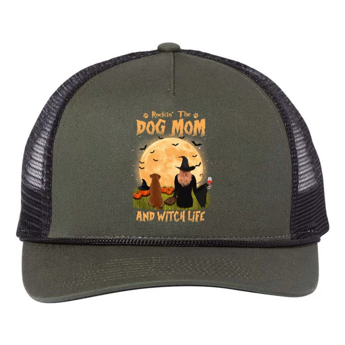 Rocking The Dog Mom Witch Life Labrador Retriever Halloween Gift Retro Rope Trucker Hat Cap