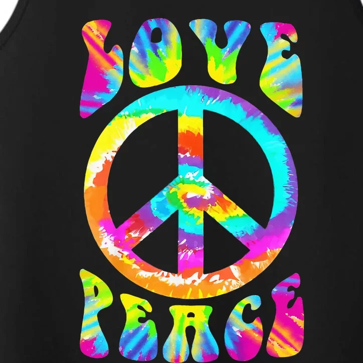 Retro Tie Dye Hippie Costume with Peace Sign and Love Performance Tank