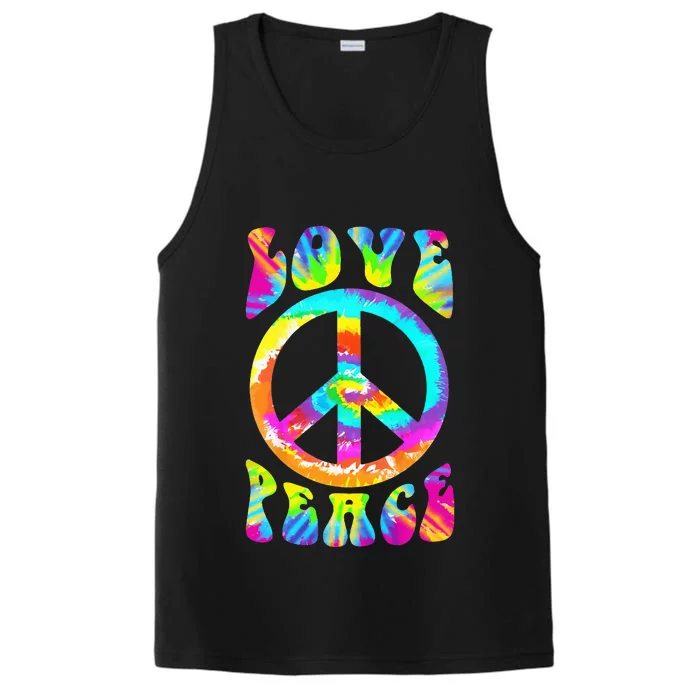 Retro Tie Dye Hippie Costume with Peace Sign and Love Performance Tank