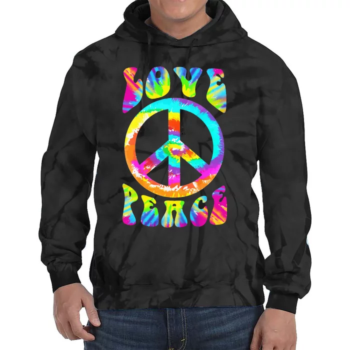 Retro Tie Dye Hippie Costume with Peace Sign and Love Tie Dye Hoodie