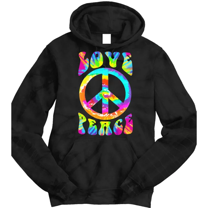 Retro Tie Dye Hippie Costume with Peace Sign and Love Tie Dye Hoodie