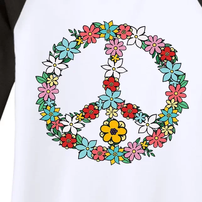 Retro Tie Dye Peace Sign 60s 70s Hippie Style Women's Tri-Blend 3/4-Sleeve Raglan Shirt