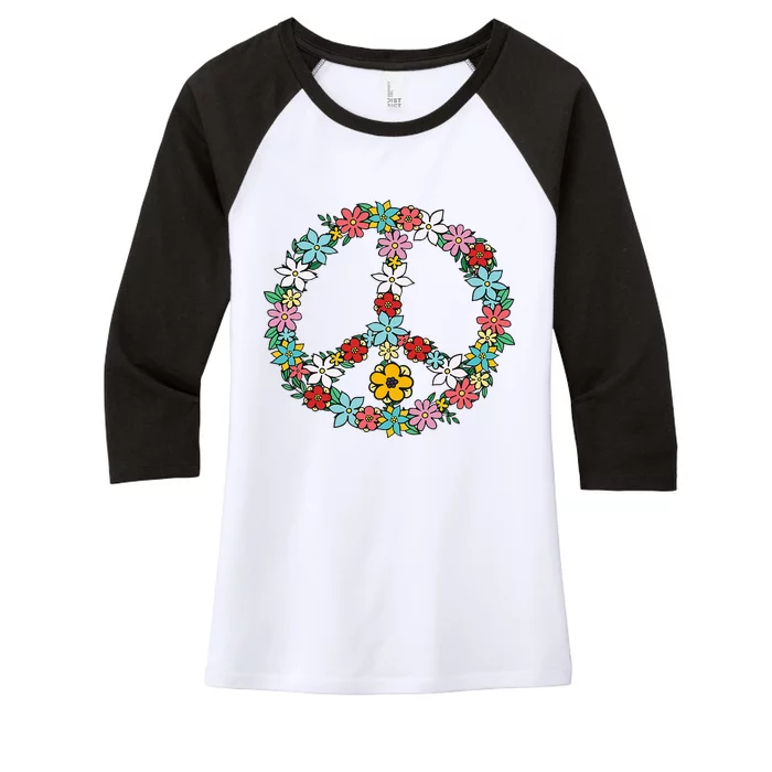 Retro Tie Dye Peace Sign 60s 70s Hippie Style Women's Tri-Blend 3/4-Sleeve Raglan Shirt