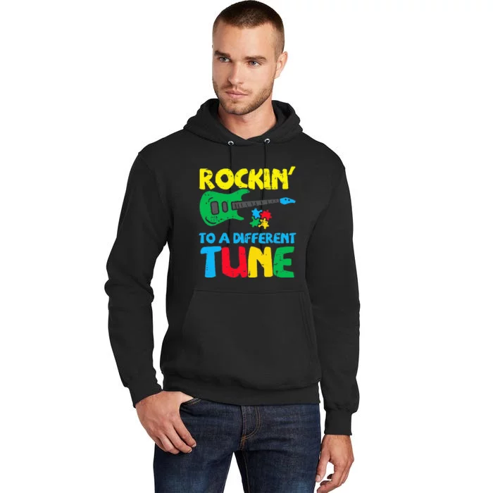 Rockin To Different Tune Guitar Autism Awareness Music Tall Hoodie