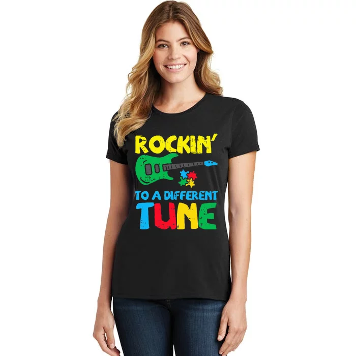 Rockin To Different Tune Guitar Autism Awareness Music Women's T-Shirt