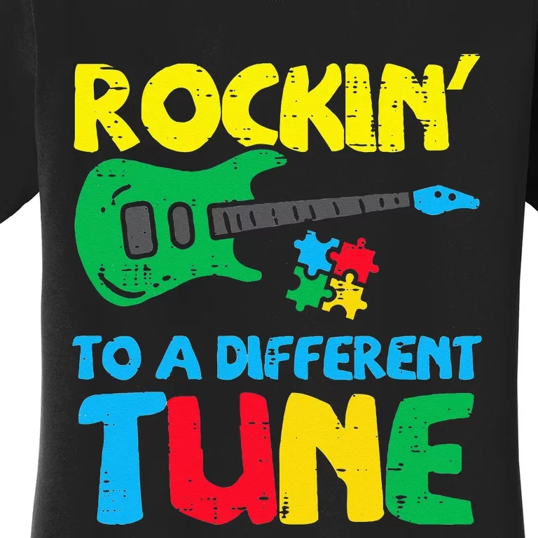 Rockin To Different Tune Guitar Autism Awareness Music Women's T-Shirt