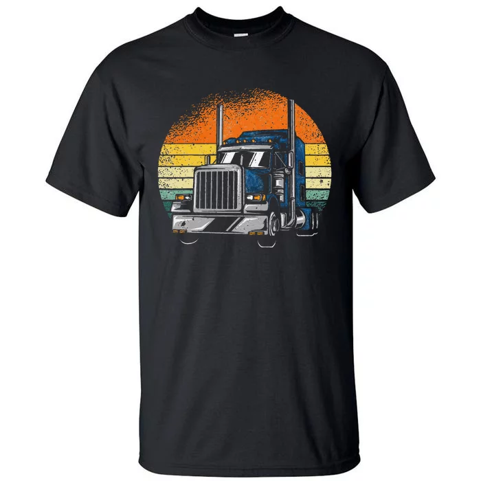 Retro Truck Driver Semi Trailer Truck Vintage Novelty Tall T-Shirt