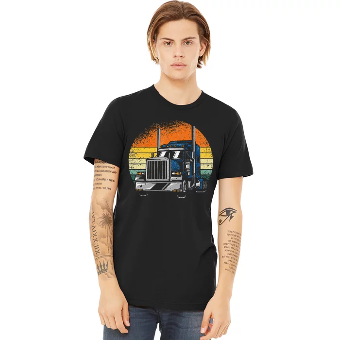 Retro Truck Driver Semi Trailer Truck Vintage Novelty Premium T-Shirt