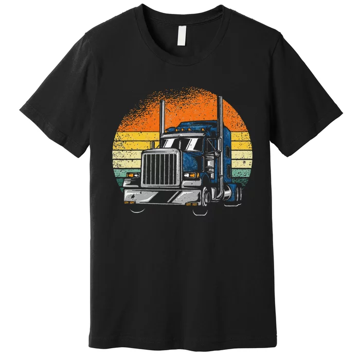 Retro Truck Driver Semi Trailer Truck Vintage Novelty Premium T-Shirt