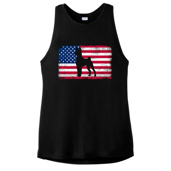 Rat Terrier Dog Lover 4th Of July Patriotic American Flag Gift Ladies Tri-Blend Wicking Tank