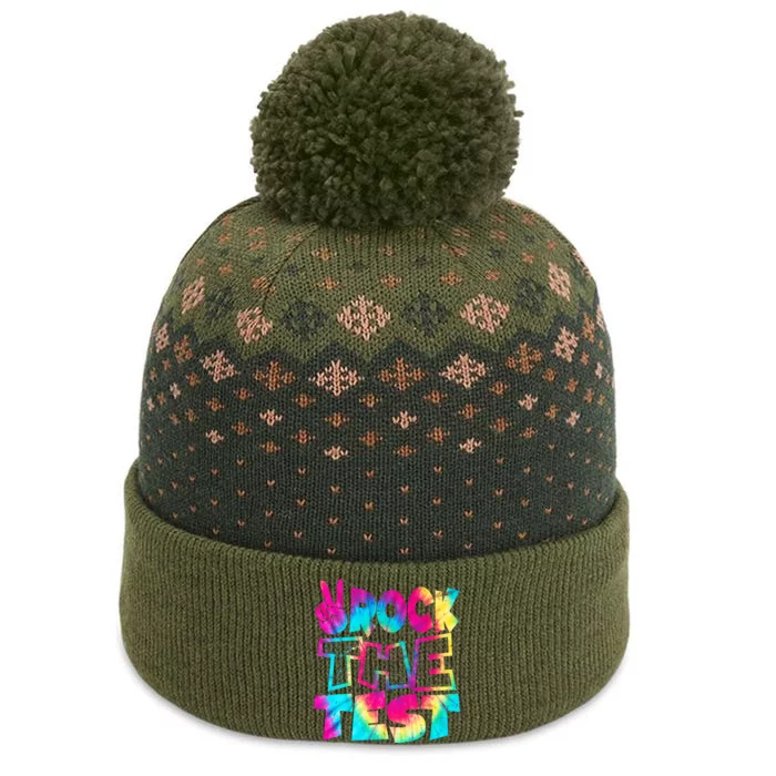 Retro Tie Dye Rock The Test The Baniff Cuffed Pom Beanie