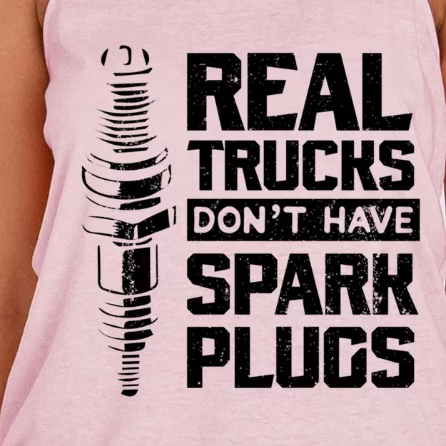 Real Trucks DonT Have Spark Plugs Truck Mechanic Meaningful Gift Women's Knotted Racerback Tank