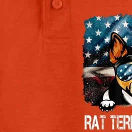 Rat Terrier Dad American Flag 4th Of July Dog Fathers Day Gift Dry Zone Grid Performance Polo