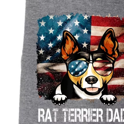 Rat Terrier Dad American Flag 4th Of July Dog Fathers Day Gift Doggie 3-End Fleece Hoodie