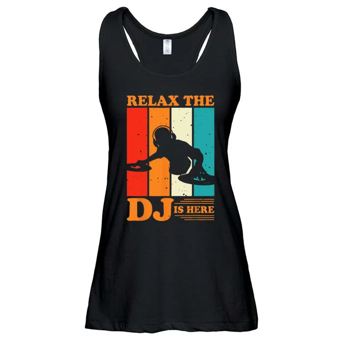 Relax The DJ Is Here Funny DJ Disc Jockey Music Player Dad Ladies Essential Flowy Tank