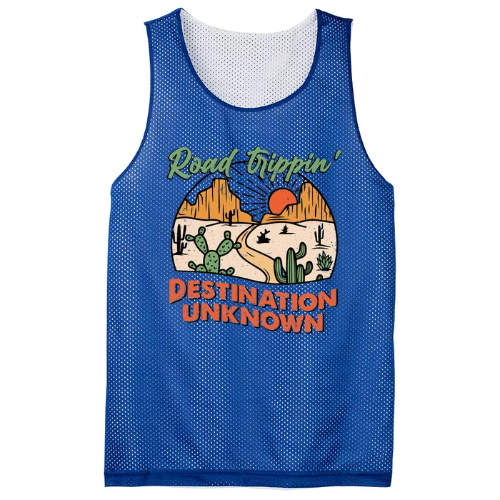 Road Trippin Destination Unknown Wanderlust Travel Western Funny Gift Mesh Reversible Basketball Jersey Tank