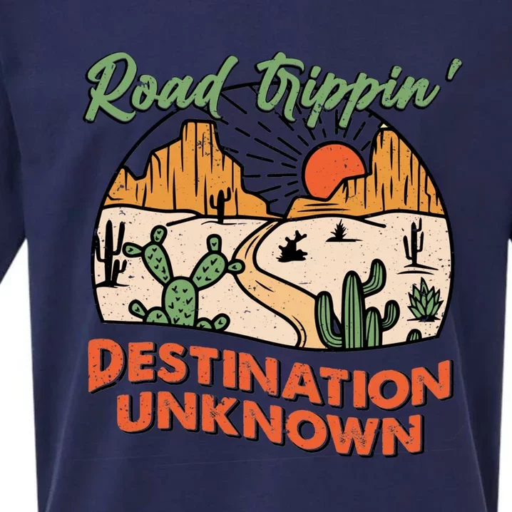 Road Trippin Destination Unknown Wanderlust Travel Western Funny Gift Sueded Cloud Jersey T-Shirt