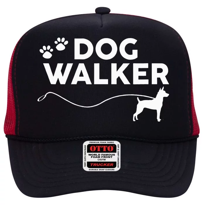 Rat Terrier Dog Walker Gifts Dog Lover Walking Rescue Puppy High Crown Mesh Trucker Hat