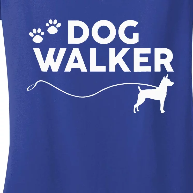 Rat Terrier Dog Walker Gifts Dog Lover Walking Rescue Puppy Women's V-Neck T-Shirt