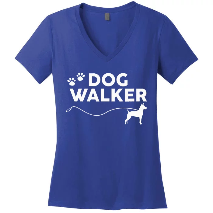 Rat Terrier Dog Walker Gifts Dog Lover Walking Rescue Puppy Women's V-Neck T-Shirt