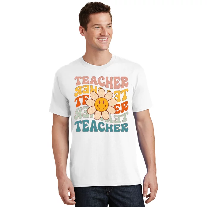 Retro Teacher Daisy Colorful Elementary School Teacher T-Shirt