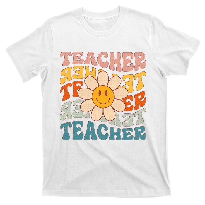 Retro Teacher Daisy Colorful Elementary School Teacher T-Shirt