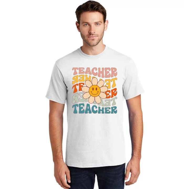 Retro Teacher Daisy Colorful Elementary School Teacher Tall T-Shirt