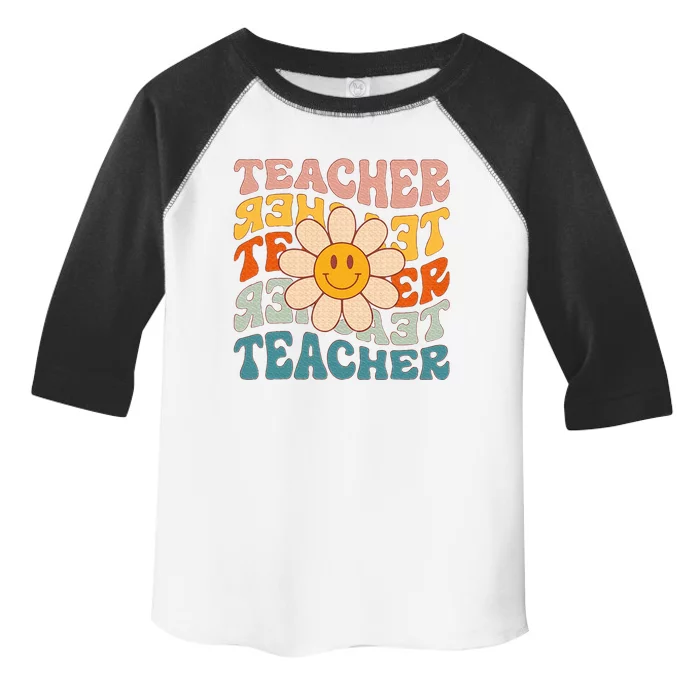 Retro Teacher Daisy Colorful Elementary School Teacher Toddler Fine Jersey T-Shirt