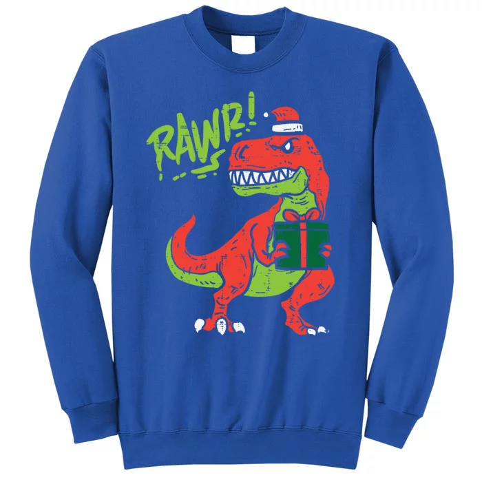 Rawr Trex Dinosaur Santa Christmas Xmas Pajama Gift Cute Gift Tall Sweatshirt