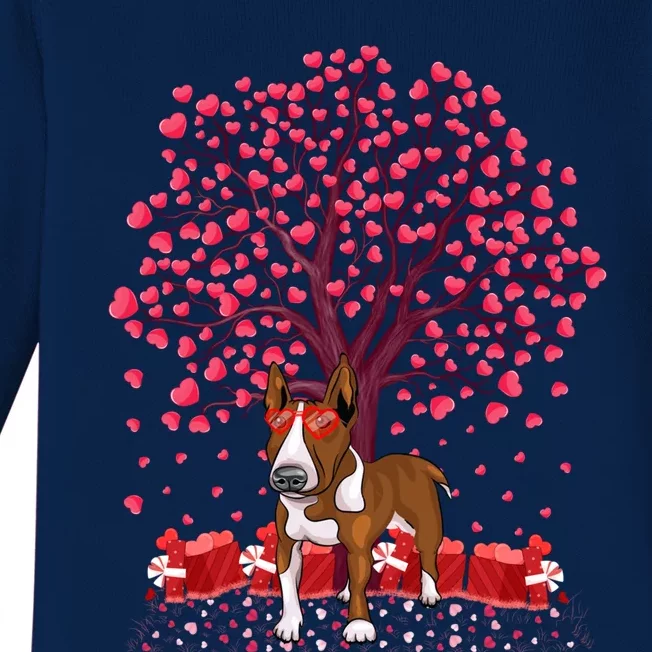 Rat Terrier Dog Lover Heart Tree Rat Terrier Valentine's Day Gift Baby Long Sleeve Bodysuit