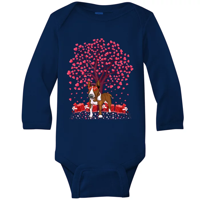 Rat Terrier Dog Lover Heart Tree Rat Terrier Valentine's Day Gift Baby Long Sleeve Bodysuit