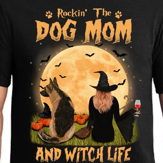 Rocking The Dog Mom And Witch Life German Shepherd Halloween Pajama Set