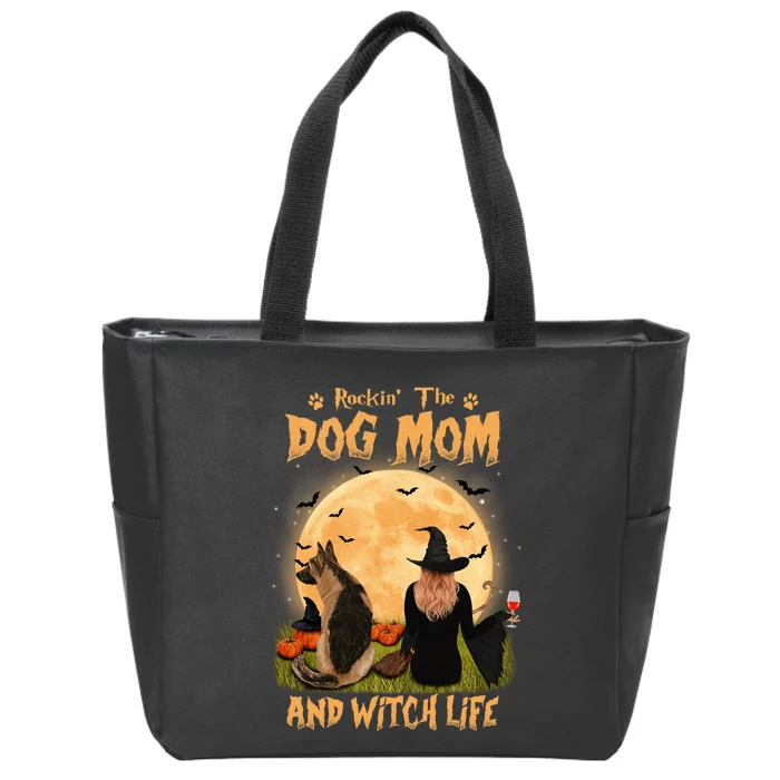 Rocking The Dog Mom And Witch Life German Shepherd Halloween Zip Tote Bag