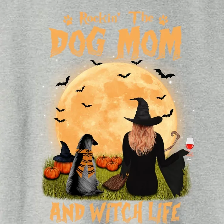 Rocking The Dog Mom And Witch Life Afghan Hound Halloween Gift Women's Crop Top Tee